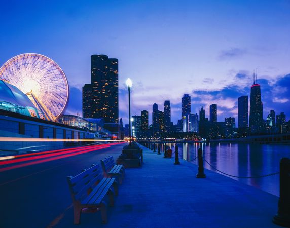 Night view of Navy Pier in Chicago, Illinois