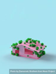 Pink house with green growth 4jGBJb