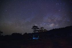 Landscape milky way galaxy with star and space dust in the universe, Long exposure photograph, with grain.