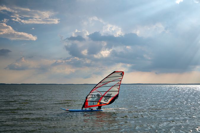 Windsurfer in Indian River Bay between Dewey Beach and Bethany Beach, Delaware