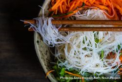 Top view of glass noodles in Asian bowl 5zrjeX