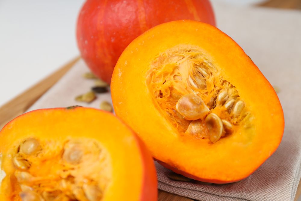 Concept of Autumn vibe food, Pumpkin, Pumpkin seeds