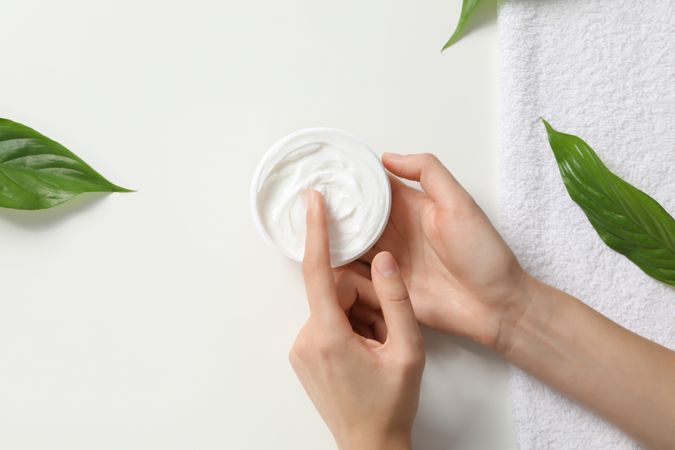 Concept of skin care, cream cosmetic, top view
