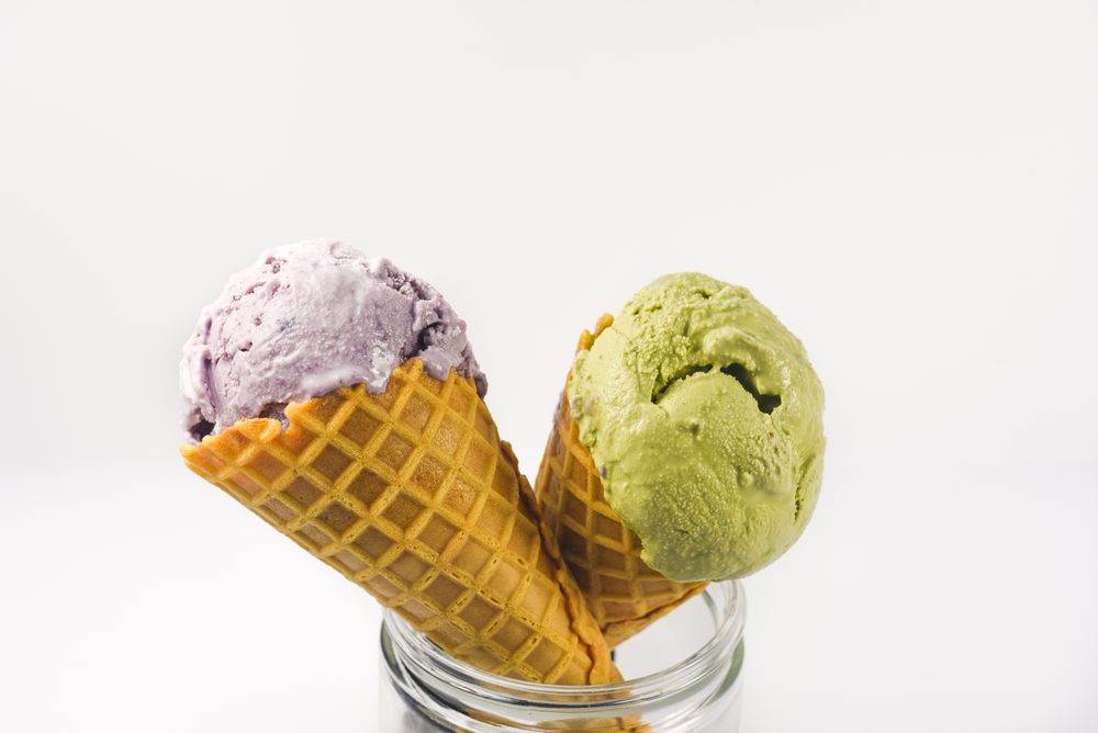 Mason jar with two ice cream cones