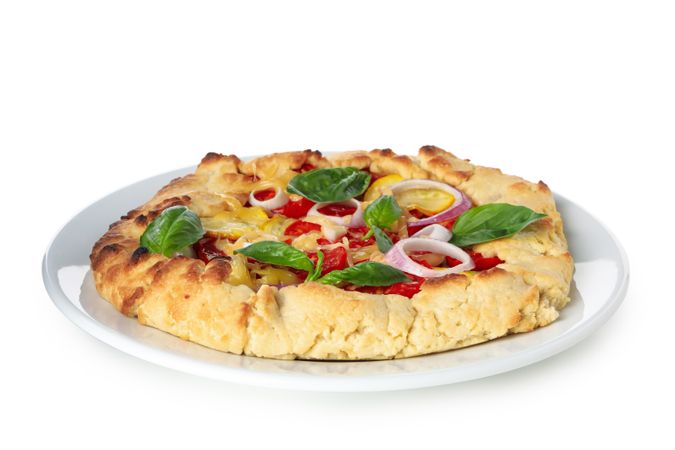 Concept of tasty food, Vegetable galette, isolated on light background