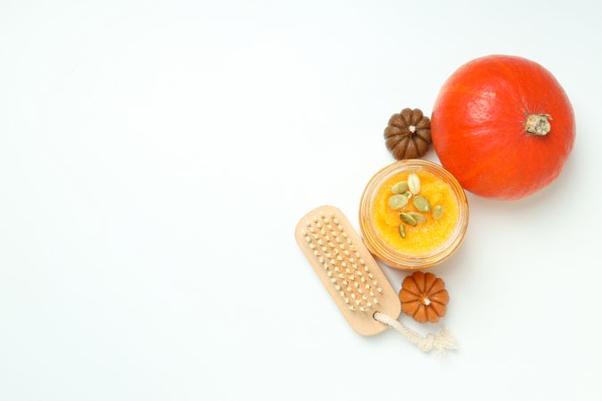 Skincare and face care in fall season - pumpkin cosmetic