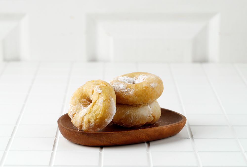Plate of sugar glazed doughnut
