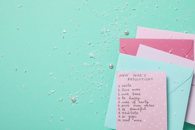 Concept of New Year Resolutions list, new year goals, space for text