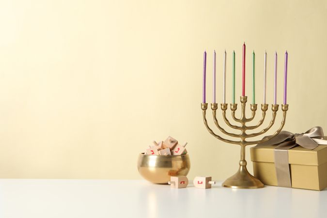 Concept of Jewish holiday, Hanukkah, space for text