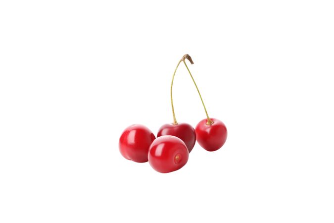 ripe cherry fruits, isolated on blank background