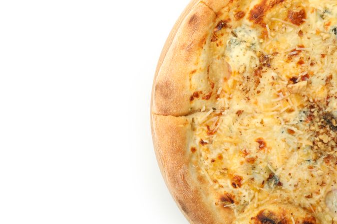 Tasty cheese pizza isolated on neutral background