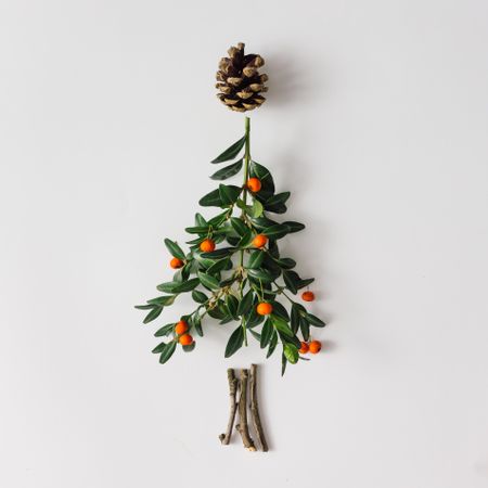 Christmas tree made of leaves and berries