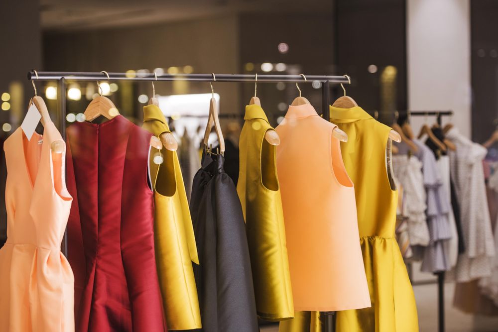 Clothes rack of women's vests in fashion store