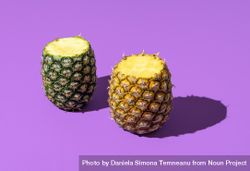 Pineapple fruit in bright light minimalist on a purple background 41qgO4