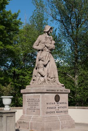 One of twelve famous Madonna of the Trail statues, Wheeling, West Virginia