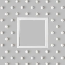 Holiday pattern with snowballs with blank center on gray background