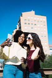 Making a selfie on a sunny summer day