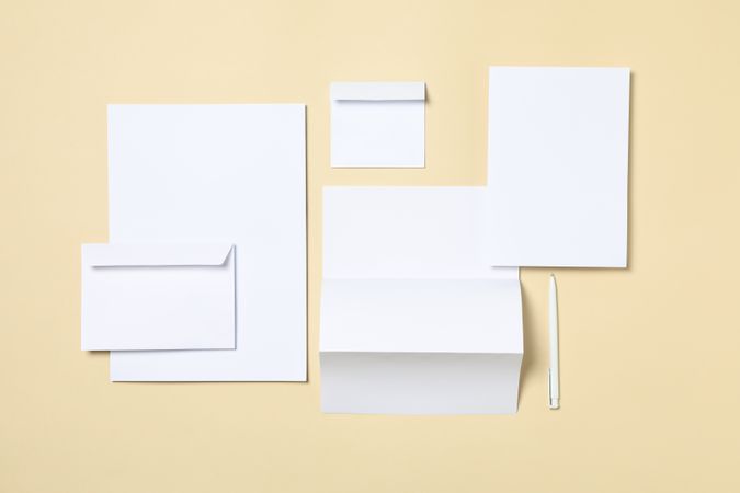 Mockup business brand template on beige background, space for text