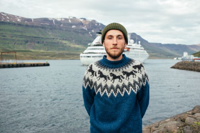 Portrait of Scandinavian man in the bay