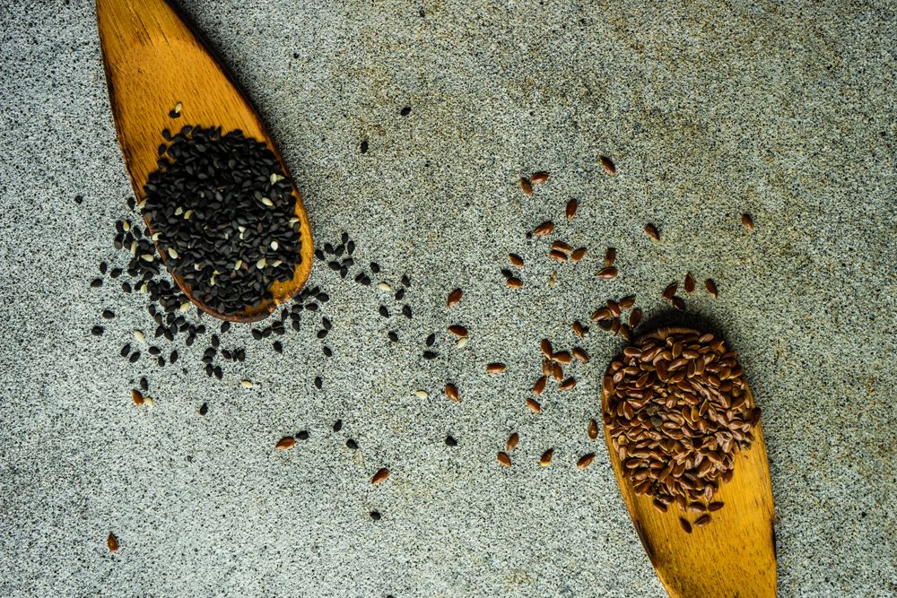 Wooden spoons with seeds