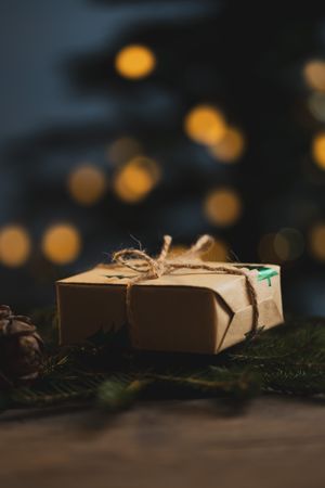 Christmas gift with festive background