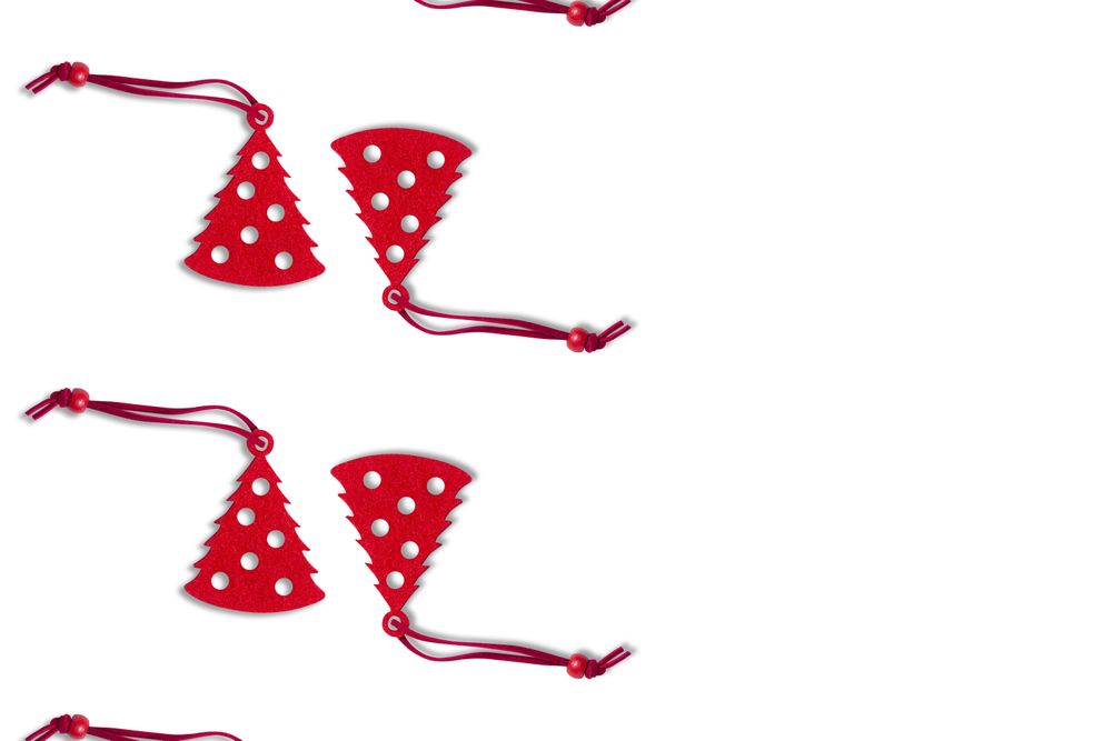 Red Christmas present tags with copy space