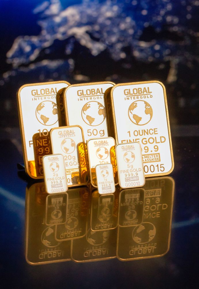 Gold bars with different sizes