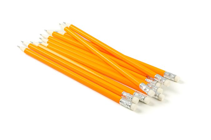 Many pencils isolated on studio background. Stationery