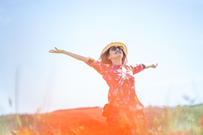 Woman standing in field