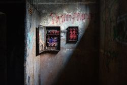 Abandoned electric boxes with grafitti