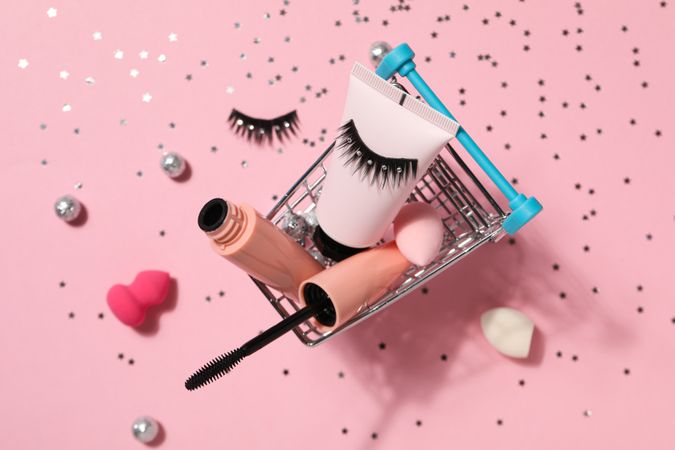 False eyelashes, concept of different makeup accessories