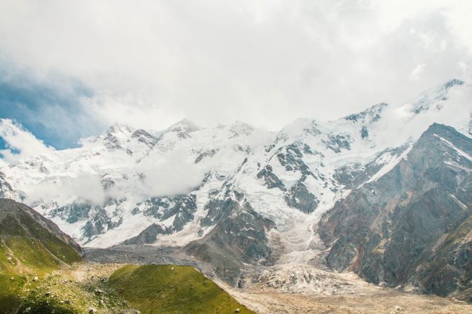 Green field in mountains in Fairy Meadows, Pakistan