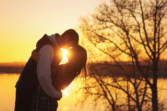 Couple sunset dance