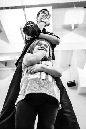 MONTREAL, QUEBEC, CANADA – April 14 2019- Up shot of two dancers posing