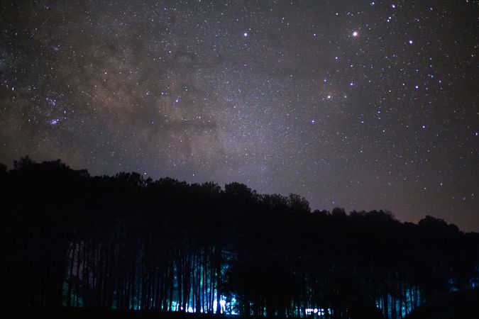 milky way galaxy and space dust in the universe, Long exposure photograph, with grain.