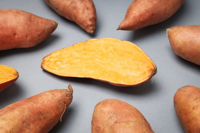 Concept of vegetables, tasty sweet potato, Batat