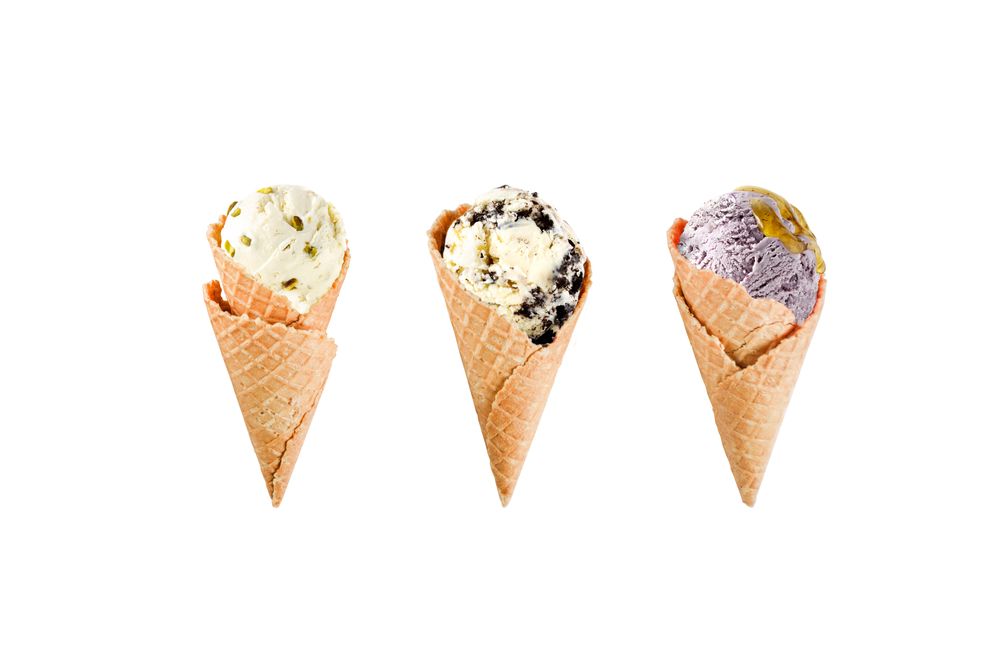 Three ice cream cones