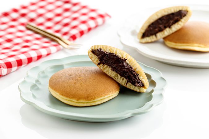 Fresh dorayaki pancakes filled with chocolate from Japan