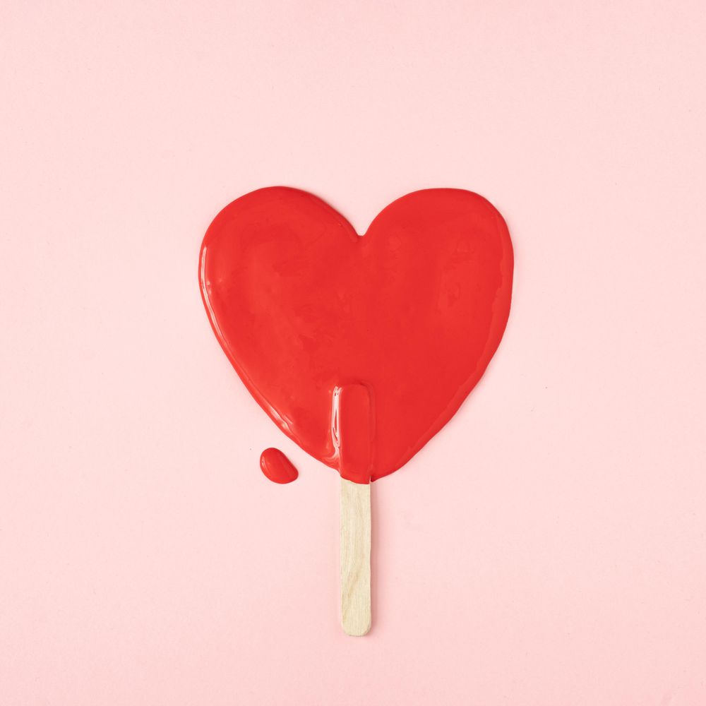 Melted ice cream in shape of a heart