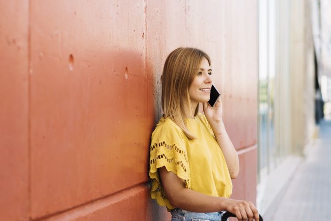 Tourist talking on phone