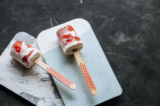 Watermelon and cream popsicles