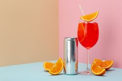 Italian Spritz, delicious summer cocktail, space for text