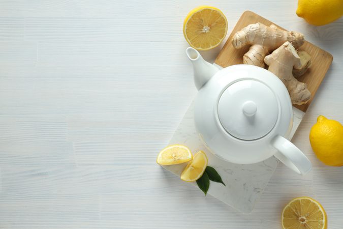 Cold treatment, healthcare concept - tea with ginger