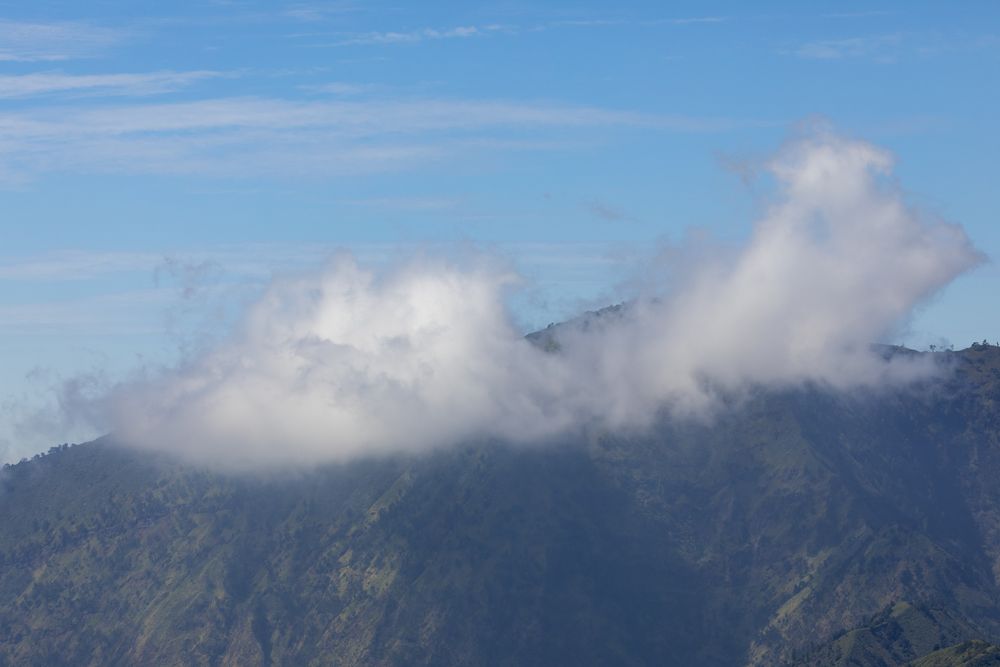 Bromo mountains seen from Cemoro Lawang village, in East Java province, Indonesia