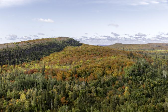 Autumn leaves on Leveaux Mountain viewed from an overlook on the Oberg Mountain Trail Head
