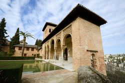The archs in Partal gardens of Alhambra in Granada
