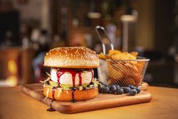 Vegetarian burger with camembert
