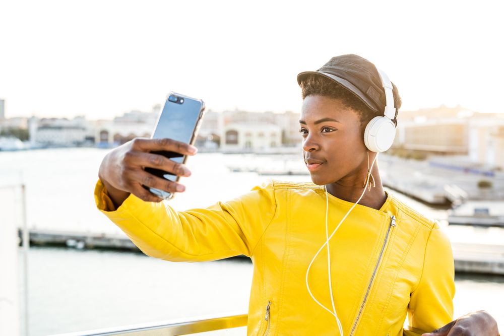 Black woman using mobile phone