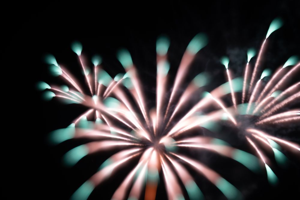 Bright fireworks on night sky