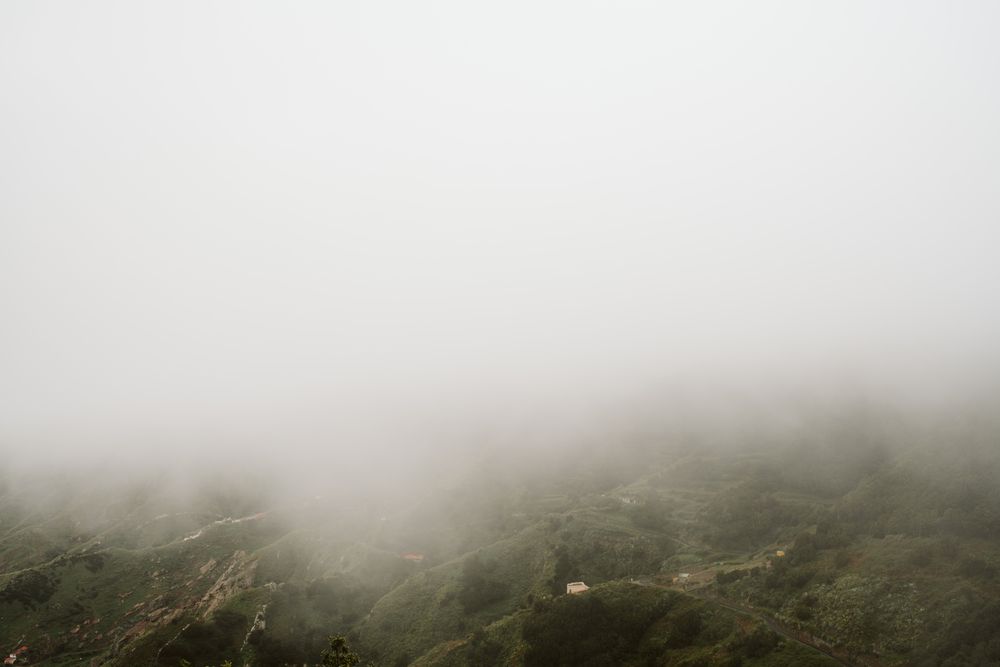 Fog over beautiful hilly terrain
